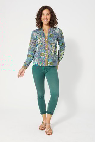 Camisa Turquesa - Azul, amarelo e violeta