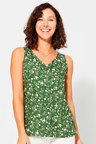 Top - Branco, bege e verde