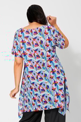 Túnica florida Azul-claro e vermelho - Vermelho, azul e rosa