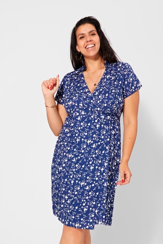 Vestido traçado Azul-marinho e branco - Branco e azul