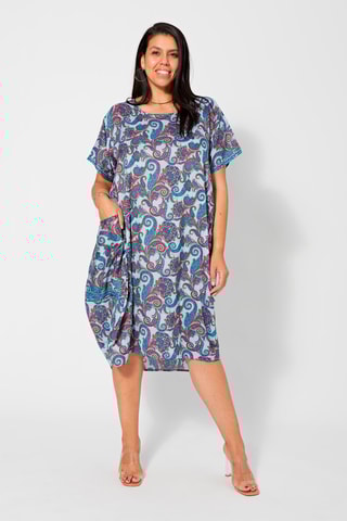 Vestido direito - Vermelho, azul e verde