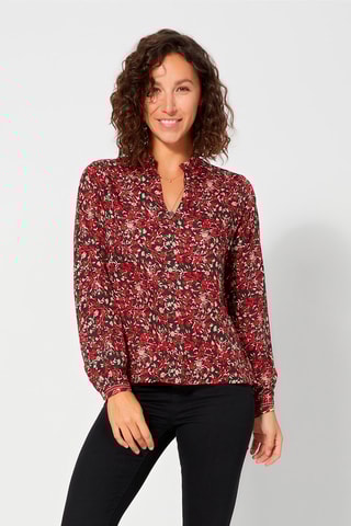 Blusa florida Preto - Preto, bege e vermelho