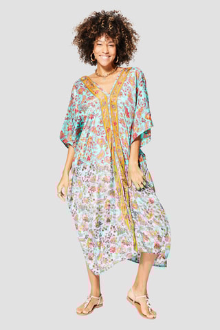 Cafetã Turquesa e rosa - Azul e rosa