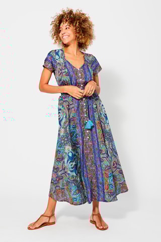 Vestido-camisa - Turquesa e violeta - Vermelho, azul e verde