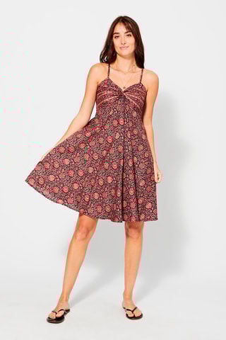 Vestido florido Preto - Preto, vermelho e rosa