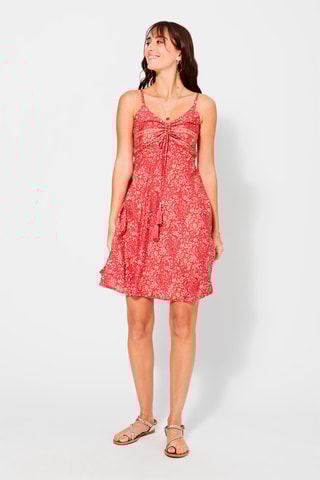 Vestido estilo patinadora Vermelho - Branco, bege e vermelho