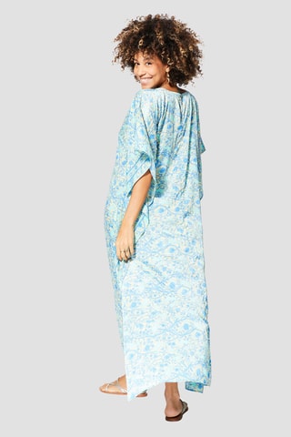 Cafetã Creme e azul - Bege e azul