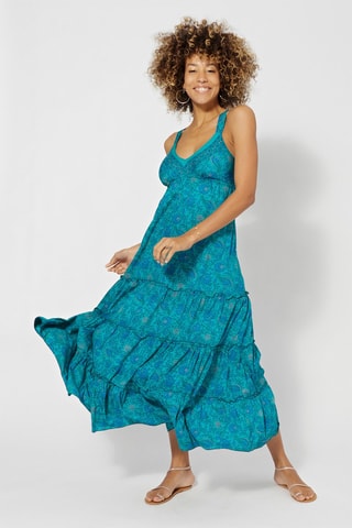 Vestido comprido Verde - Verde e cinzento