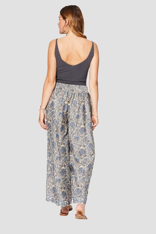 Calças palazzo - Creme e cinzento - Bege e cinzento