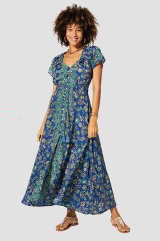 Vestido - Azul-marinho e verde - Azul e verde