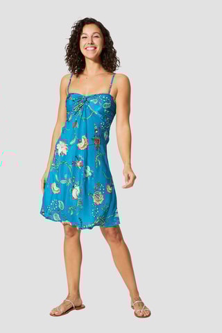 Vestido - Azul e rosa - Branco, azul e verde