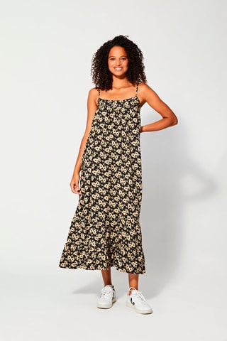 Vestido midi - Preto e bege