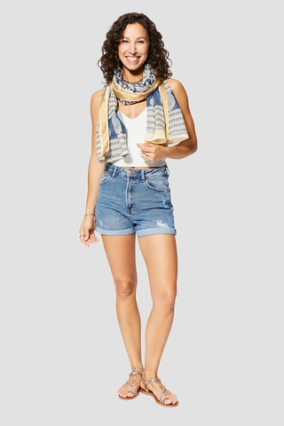 Lenço - Rosa - Azul, amarelo e rosa