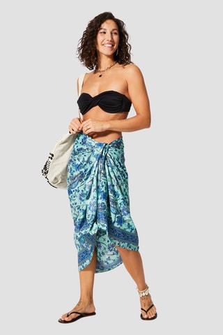 Lenço - Turquesa e azul - Branco, preto e azul