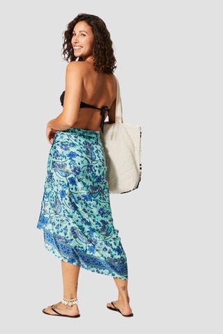 Lenço - Turquesa e azul - Branco, preto e azul