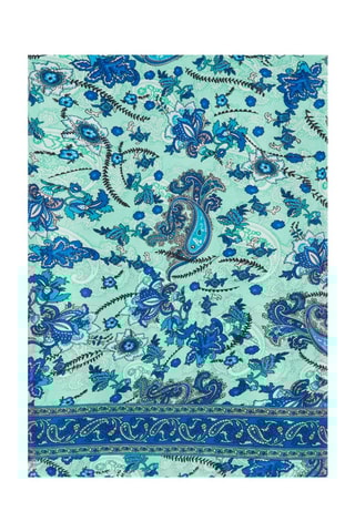 Lenço - Turquesa e azul - Branco, preto e azul