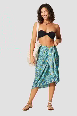 Lenço - Turquesa - Azul, amarelo e rosa