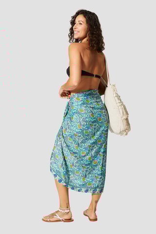 Lenço - Turquesa - Azul, amarelo e rosa