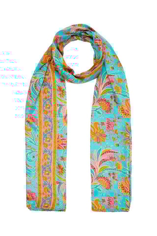 Lenço - Turquesa e rosa - Verde, laranja e rosa