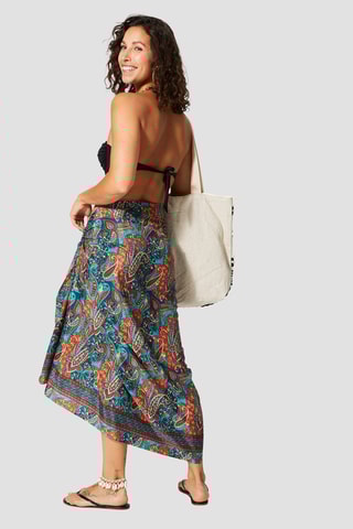 Lenço - Azul-marinho e turquesa - Azul e laranja