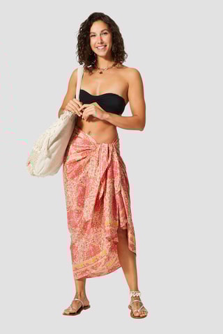 Lenço - Rosa - Branco, amarelo, laranja e rosa