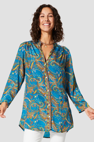 Túnica  Azul petróleo e laranja - Azul