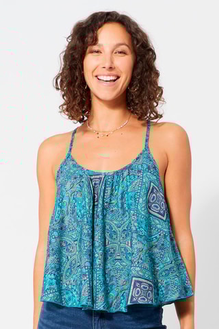 Top - Azul-marinho - Branco, azul e verde