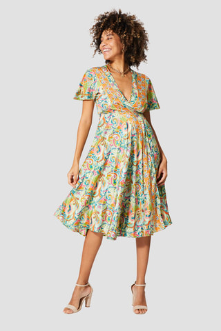 Vestido - Turquesa e verde - Azul e verde