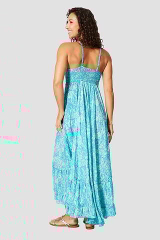 Vestido comprido - Azul - Branco e azul