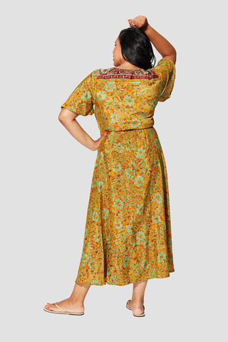 Vestido  Dourado e laranja  - Laranja