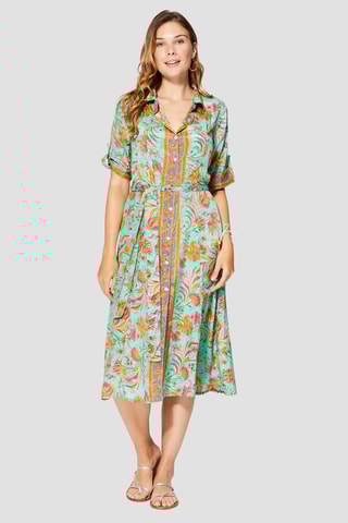 Vestido - Turquesa e rosa - Azul e rosa