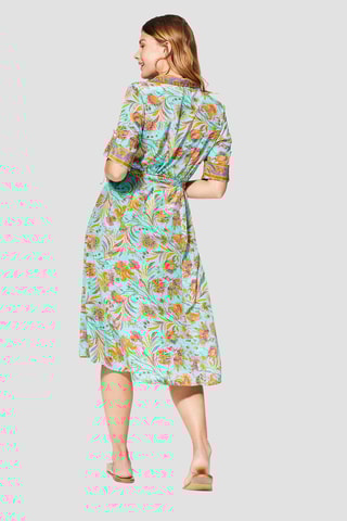 Vestido - Turquesa e rosa - Azul e rosa