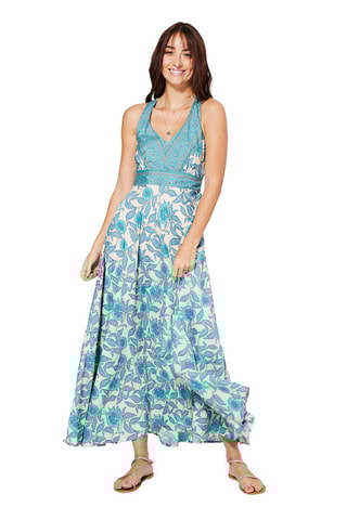 Vestido comprido - Branco - Azul