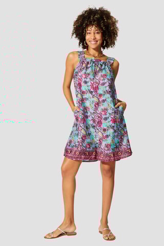 Macacão curto - Azul - Branco, azul e rosa