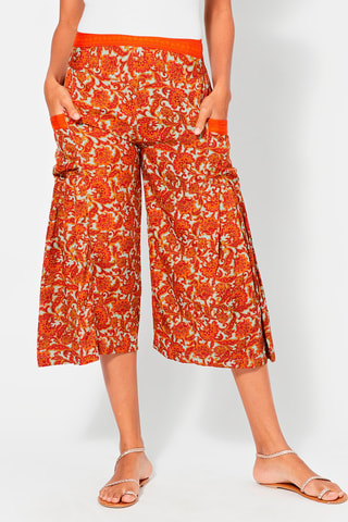 Calças culotte Laranja e cru - Branco, vermelho e laranja