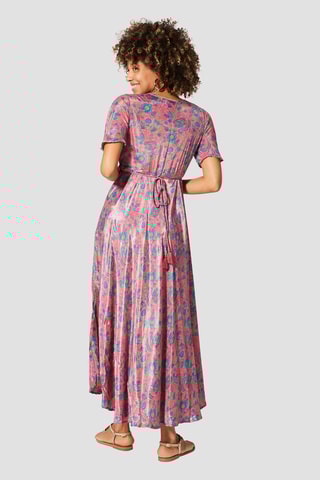 Vestido comprido - Rosa - Azul e rosa