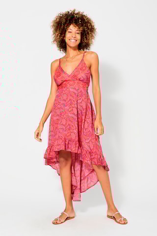 Vestido assimétrico Vermelho e laranja - Branco, vermelho e laranja