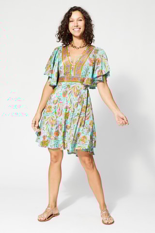 Vestido - Turquesa e rosa - Azul e rosa