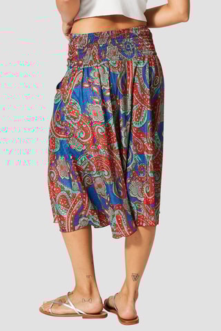 Saia midi - Azul e vermelho - Vermelho, azul e verde