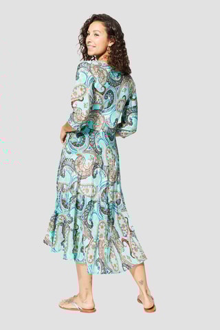 Vestido comprido - Azul - Branco, preto e azul