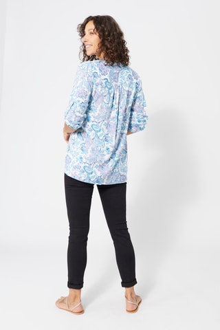 Blusa Branco - Branco, azul e violeta