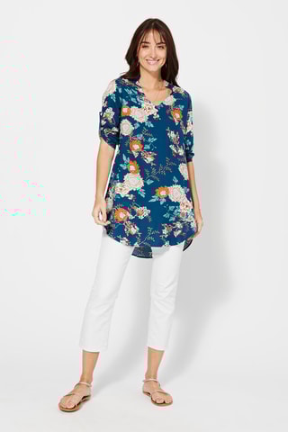 Túnica assimétrica Azul-escuro - Vermelho, azul e verde