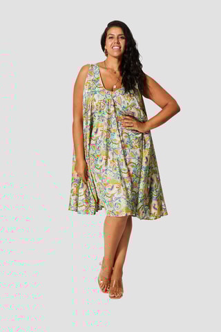 Vestido - Turquesa e verde - Verde