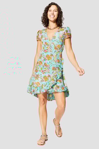 Vestido  Turquesa e rosa - Azul