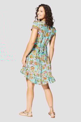 Vestido  Turquesa e rosa - Azul