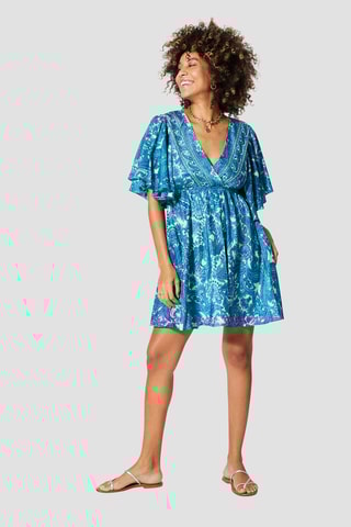 Vestido estilo patinadora - Azul - Branco e azul