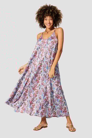 Vestido comprido - Azul - Branco, vermelho e azul