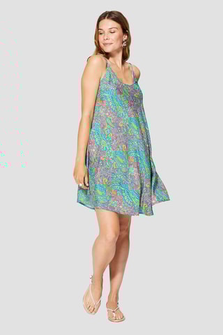 Vestido de praia - Verde - Azul, verde e amarelo