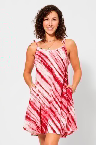 Vestido direito - Cru e vermelho - Branco, vermelho e rosa
