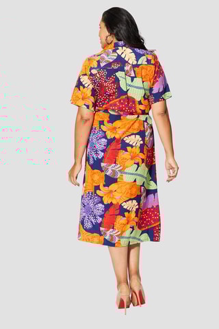 Vestido comprido - Laranja e violeta - Laranja e violeta